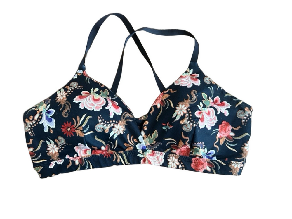 Athleta: Floral Navy Inhale Sports Bra: Size: Medium